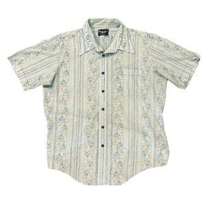 Vintage men's “KP” floral pattern short sleeve button up.